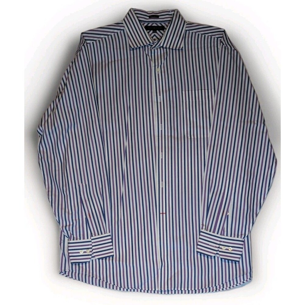 Tommy Hilfiger Dress Shirt Striped Regular Fit Stretch Long Sleeve Mens XL NEW